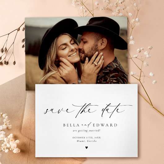 Elegante moderne zwart-wit foto Bewaar de datum Save The Date