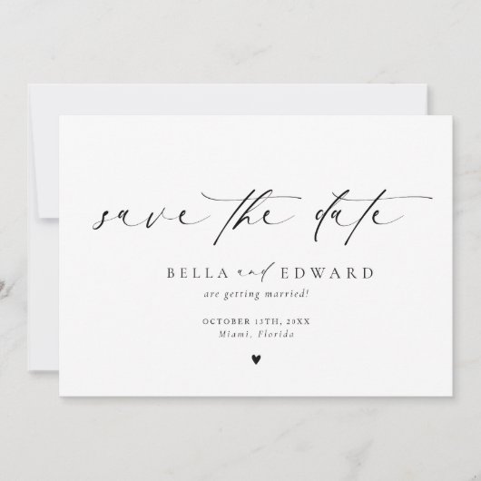 Elegante moderne zwart-wit foto Bewaar de datum Save The Date (Voorkant)
