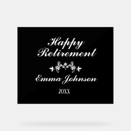 Elegante moderne zwart-wit gelukkige pensionering acryl bord