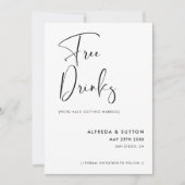 Elegante & moderne zwart-wit gratis drinken save the date (Voorkant)