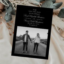 Elegante moderne zwart-wit klassieke kalligrafie save the date