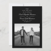 Elegante moderne zwart-wit klassieke kalligrafie save the date (Voorkant)