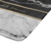 Elegante moderne zwart-wit marmeren gouden strepen snijplank (Hoek)