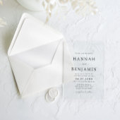 Elegante moderne zwart-wit minimalistische bruilof acryl uitnodigingen