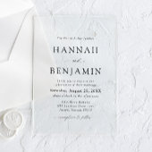 Elegante moderne zwart-wit minimalistische bruilof acryl uitnodigingen