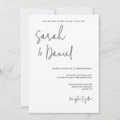 Elegante moderne zwart-wit minimalistische bruilof kaart (Voorkant)