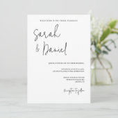 Elegante moderne zwart-wit minimalistische bruilof kaart (Staand voorkant)