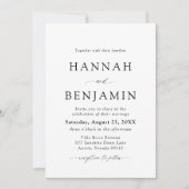 Elegante moderne zwart-wit minimalistische bruilof kaart (Voorkant)