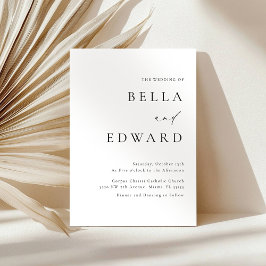 Elegante moderne zwart wit minimalistische bruilof kaart