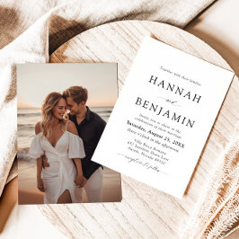 Elegante moderne zwart-wit minimalistische bruilof kaart