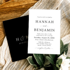 Elegante moderne zwart-wit minimalistische bruilof kaart