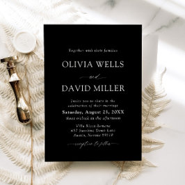 Elegante moderne zwart-wit minimalistische bruilof kaart