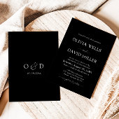 Elegante moderne zwart-wit minimalistische bruilof kaart