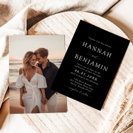 Elegante moderne zwart-wit minimalistische bruilof kaart
