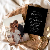 Elegante moderne zwart-wit minimalistische bruilof kaart