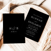 Elegante moderne zwart-wit minimalistische bruilof kaart