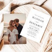 Elegante moderne zwart-wit minimalistische bruilof kaart