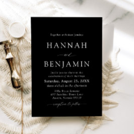 Elegante moderne zwart-wit minimalistische bruilof kaart