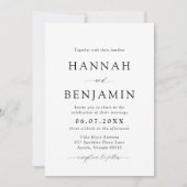 Elegante moderne zwart-wit minimalistische bruilof kaart (Voorkant)