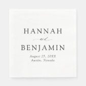 Elegante moderne zwart-wit minimalistische bruilof servet (Voorkant)