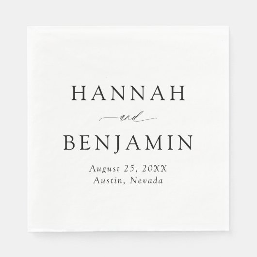 Elegante moderne zwart-wit minimalistische bruilof servet (Voorkant)