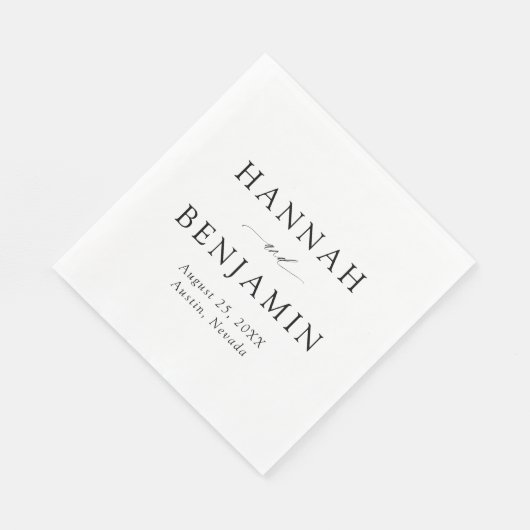 Elegante moderne zwart-wit minimalistische bruilof servet (Hoek)