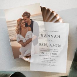 Elegante moderne zwart-wit minimalistische bruilof vellum uitnodigingen