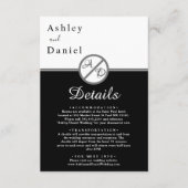 Elegante moderne zwart-wit monogram bruiloft informatiekaartje (Voorkant)