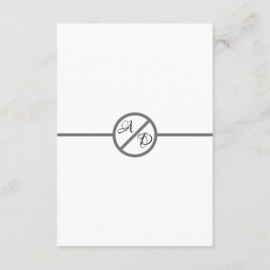 Elegante moderne zwart-wit monogram bruiloft informatiekaartje (Achterkant)