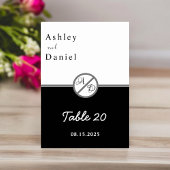 Elegante moderne zwart-wit monogram bruiloft kaart