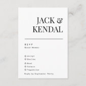 Elegante moderne zwart-wit monogram trouwkaart RSVP kaartje (Voorkant)