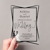 Elegante moderne zwart-wit paar bruiloft acryl uitnodigingen (Insitu (Draagbaar))