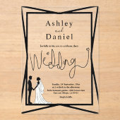 Elegante moderne zwart-wit paar bruiloft acryl uitnodigingen (Voorkant)