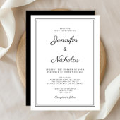 Elegante moderne zwart-wit script bruiloft kaart