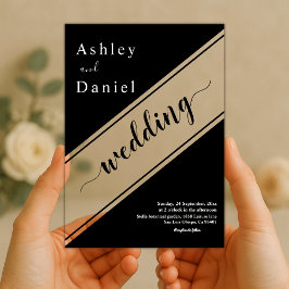 Elegante moderne zwart-wit stijlvolle bruiloft acryl uitnodigingen