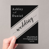 Elegante moderne zwart-wit stijlvolle bruiloft acryl uitnodigingen (Insitu (Draagbaar))