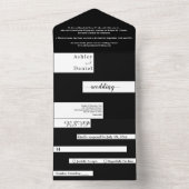 Elegante moderne zwart-wit stijlvolle bruiloft all in one uitnodiging (Binnen)