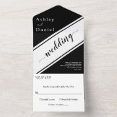 Elegante moderne zwart-wit stijlvolle bruiloft all in one uitnodiging (Binnen)