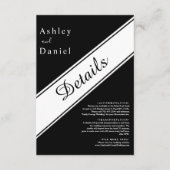 Elegante moderne zwart-wit stijlvolle bruiloft informatiekaartje (Voorkant)