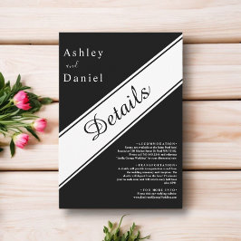 Elegante moderne zwart-wit stijlvolle bruiloft informatiekaartje