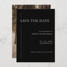 Elegante moderne zwart-wit trouwfoto save the date