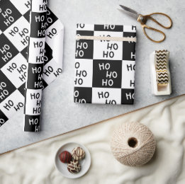 Elegante moderne zwart-wit typografie Kerstmis Cadeaupapier