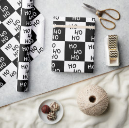 Elegante moderne zwart-wit typografie Kerstmis Cadeaupapier