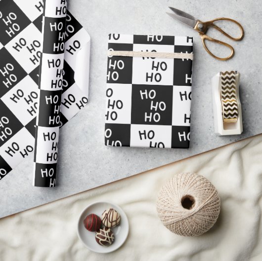 Elegante moderne zwart-wit typografie Kerstmis Cadeaupapier (Crafts)