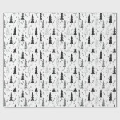 Elegante moderne zwart-witte kerstboom cadeaupapier (Vlak)