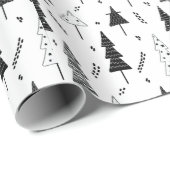 Elegante moderne zwart-witte kerstboom cadeaupapier (Rol Hoek)
