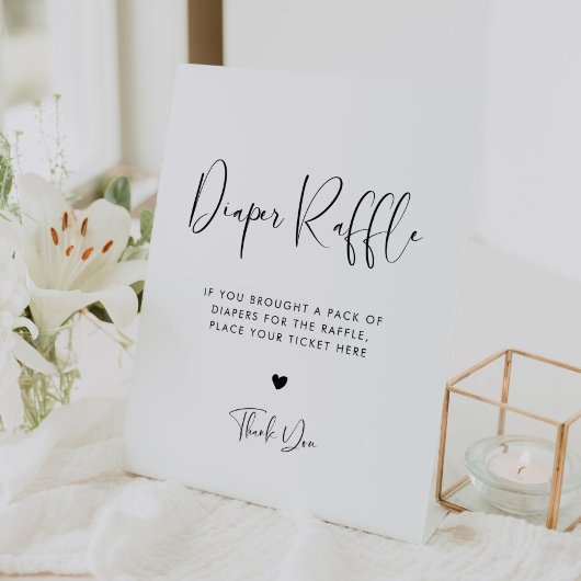 Elegante & moderne zwart-witte luier Raffle Reclamebord Met Voetstuk