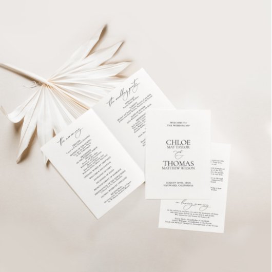 Elegante moderne zwart-witte trouwmap programma