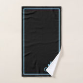 Elegante Moderne Zwarte & Blauwe Monogram   Bad Handdoek (Handdoek)