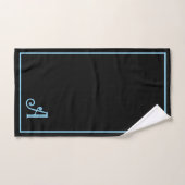 Elegante Moderne Zwarte & Blauwe Monogram   Bad Handdoek (Handdoek)